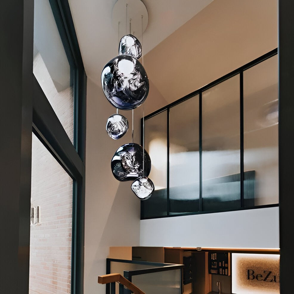 Multi-Head Pendant Light with Sculptural Melt Design
