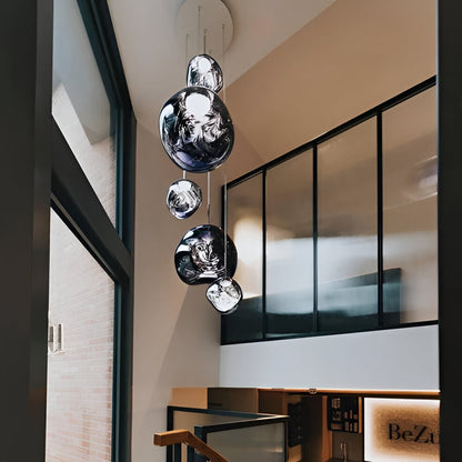 Multi-Head Pendant Light with Sculptural Melt Design