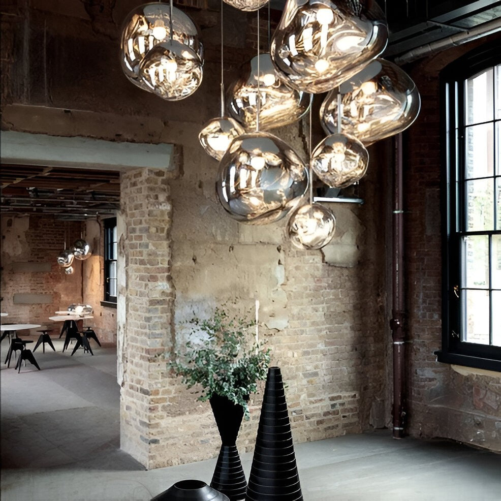 Multi-Head Pendant Light with Sculptural Melt Design