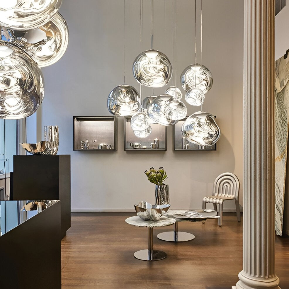 Multi-Head Pendant Light with Sculptural Melt Design