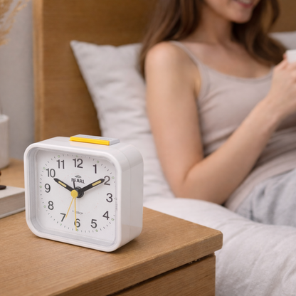 Silent Alarm Clock with Night Light and Snooze Function, Analog Display