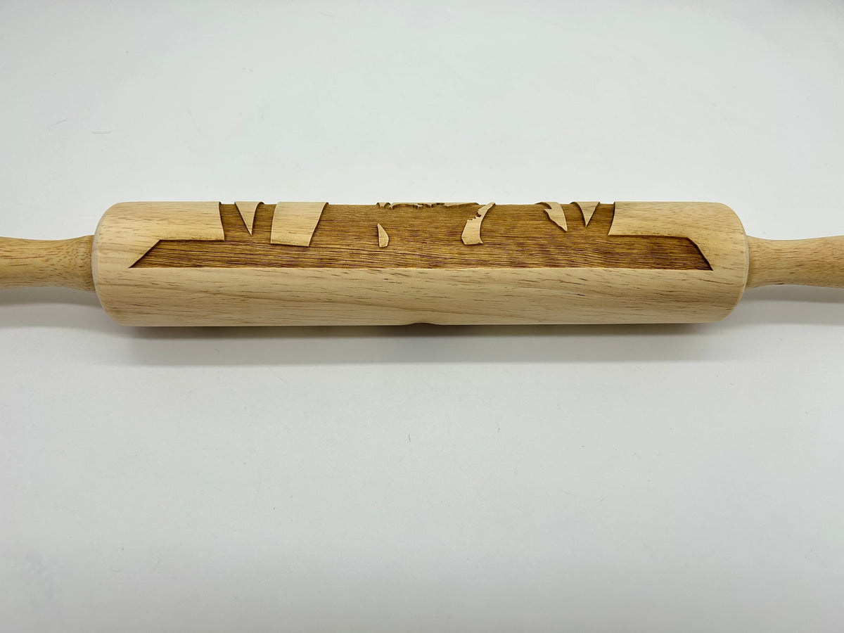 Embossed Rolling Pin Carved with a Nativity Scene for Sugar Cookies, Springerle, Gingerbread, Fondant and Clay