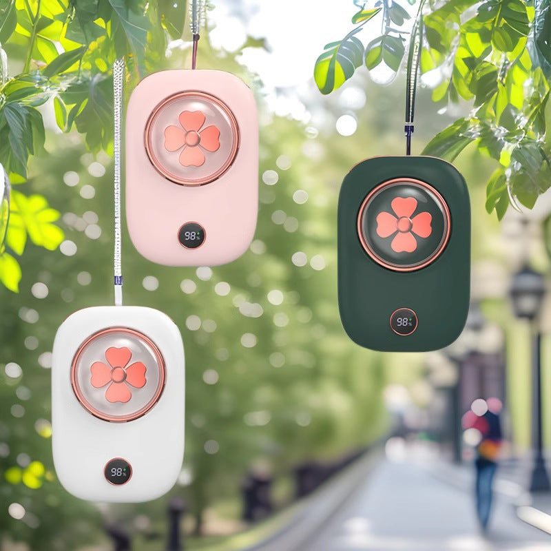 Portable USB Neck Fan with Digital Battery Display and Three Speed Settings