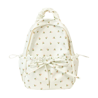Floral Print Backpack with Adjustable Padded Straps and Multiple Compartments