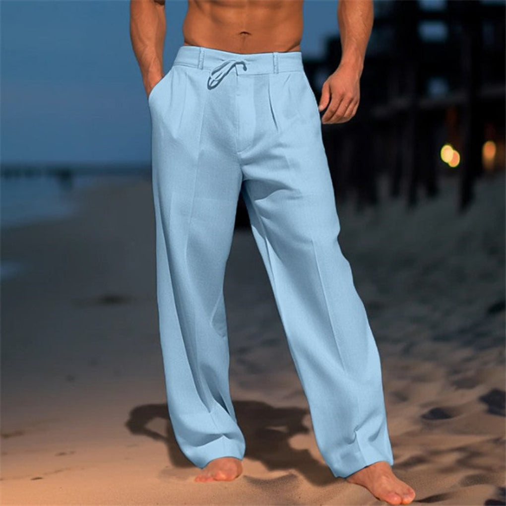 Drawstring Broadcloth Trousers with Relaxed Fit and Breathable Fabric