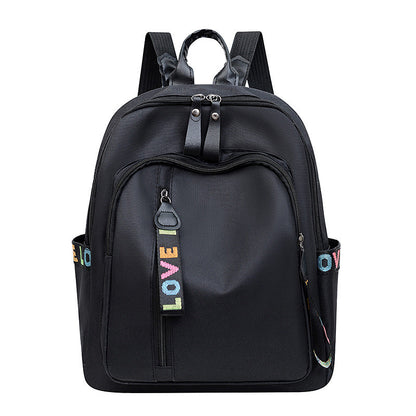 Water Resistant Black Backpack with Padded Laptop Compartment and Love Accent Straps