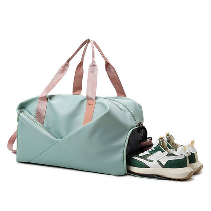 Water Resistant Workout Duffel Bag with Dedicated Shoe Pocket and Dual Carry Handles for Gym