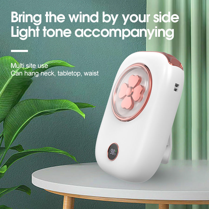 Portable USB Neck Fan with Digital Battery Display and Three Speed Settings