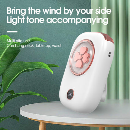 Portable USB Neck Fan with Digital Battery Display and Three Speed Settings