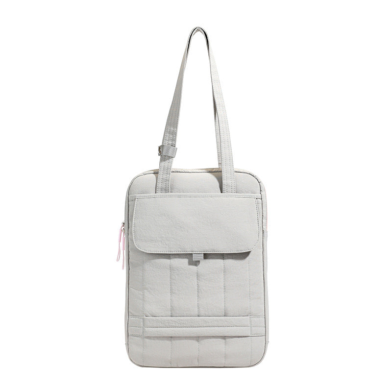 Quilted Laptop Tote Bag with Multiple Pockets and Structured Design for 15in Laptops