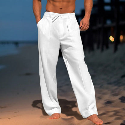 Drawstring Broadcloth Trousers with Relaxed Fit and Breathable Fabric