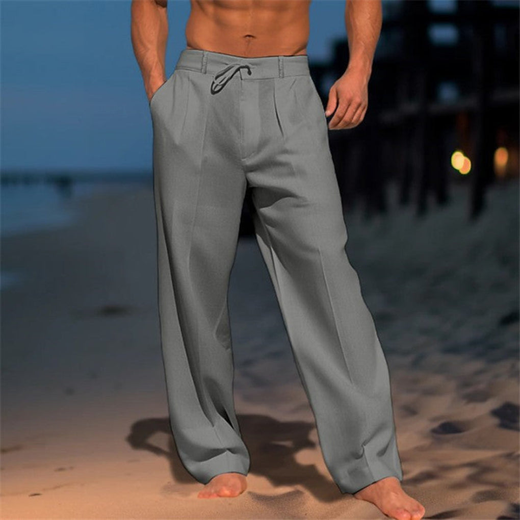 Drawstring Broadcloth Trousers with Relaxed Fit and Breathable Fabric