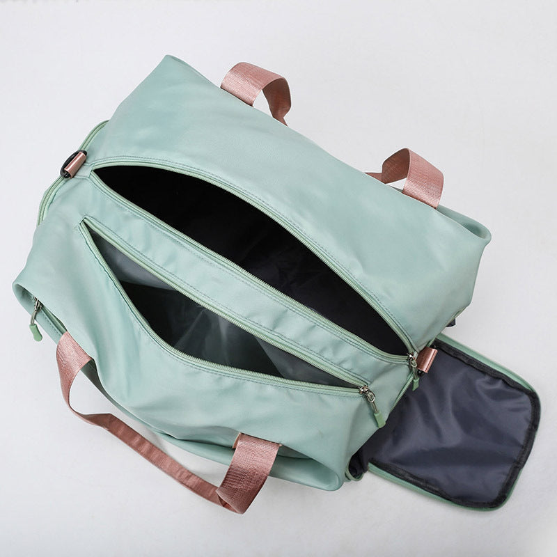 Water Resistant Workout Duffel Bag with Dedicated Shoe Pocket and Dual Carry Handles for Gym