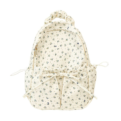 Floral Print Backpack with Adjustable Padded Straps and Multiple Compartments