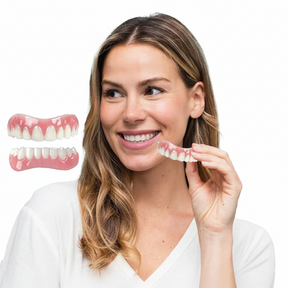 Adjustable Silicone Denture Set with Upper and Lower Pieces for Natural Fit