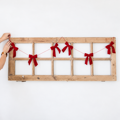 Red Velvet Bow Garland with Lightweight Cord Design for Home Decor 5 Feet