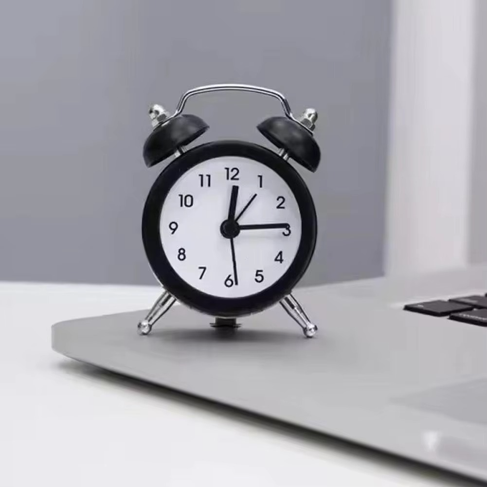 Rabbit Ear Twin Bell Alarm Clock with Low Noise Sweep and Metal Frame