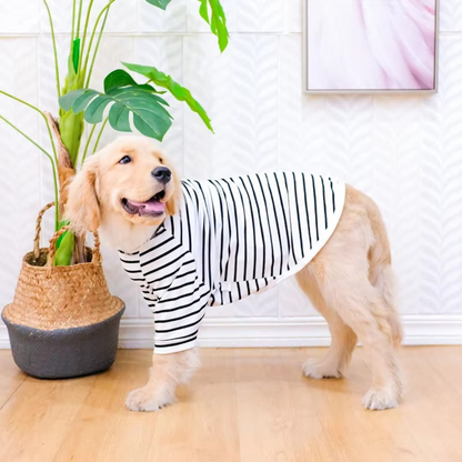Cotton Dog T-Shirt with Striped Pattern and Breathable Weave for Medium to Large Dogs