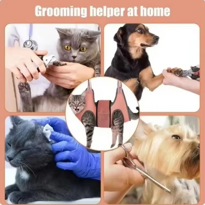 Pet Grooming Hammock with Adjustable Leg Openings and Breathable Mesh