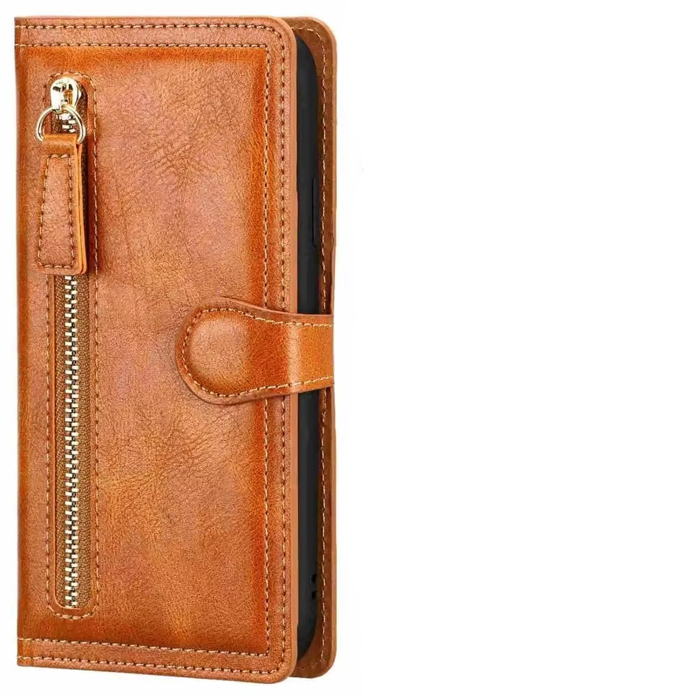 iPhone Wallet Case with Zipper Closure and Built In Stand, Multiple Card Slots