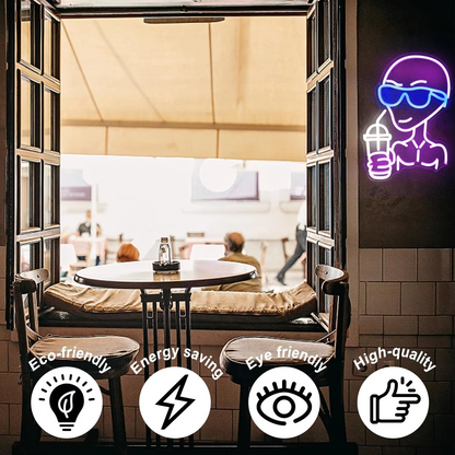 Alien LED Neon Wall Sign with Cosmic Design and Wall Mount Hardware