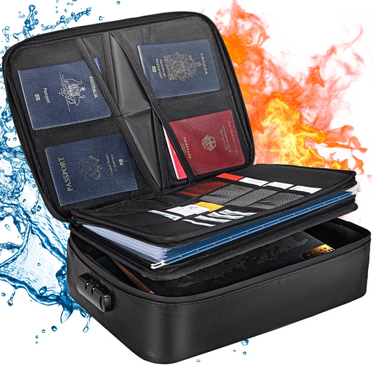 Fireproof Waterproof Document Organizer Bag with Reinforced Handles for Travel