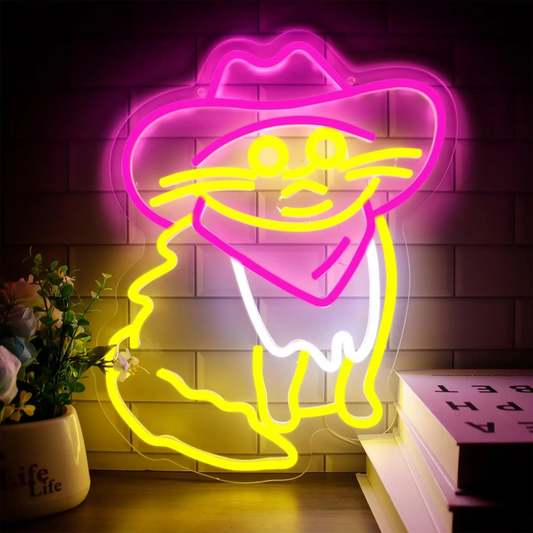 Dimmable Cowboy Cat LED Neon Light with USB Power Connection