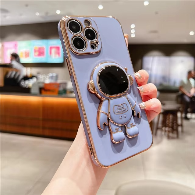 Phone Case with Foldable Astronaut Kickstand and Adjustable Viewing Angles