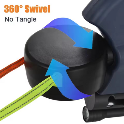 Dual Retractable Dog Leash with Flashlight and Waste Bag Dispenser for 50lb Dogs