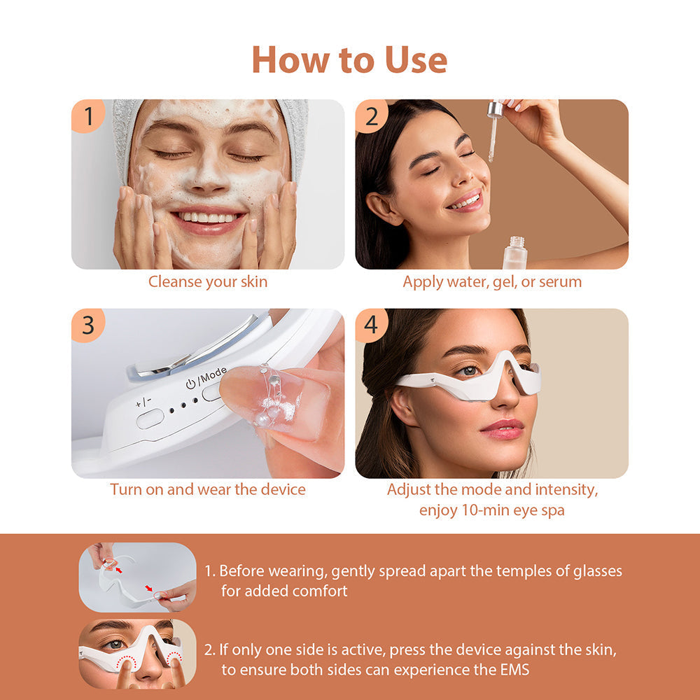 Wearable Eye Massager with Red Light and Four Massage Modes