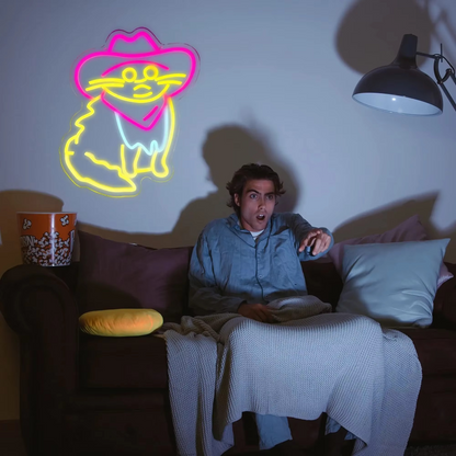 Dimmable Cowboy Cat LED Neon Light with USB Power Connection