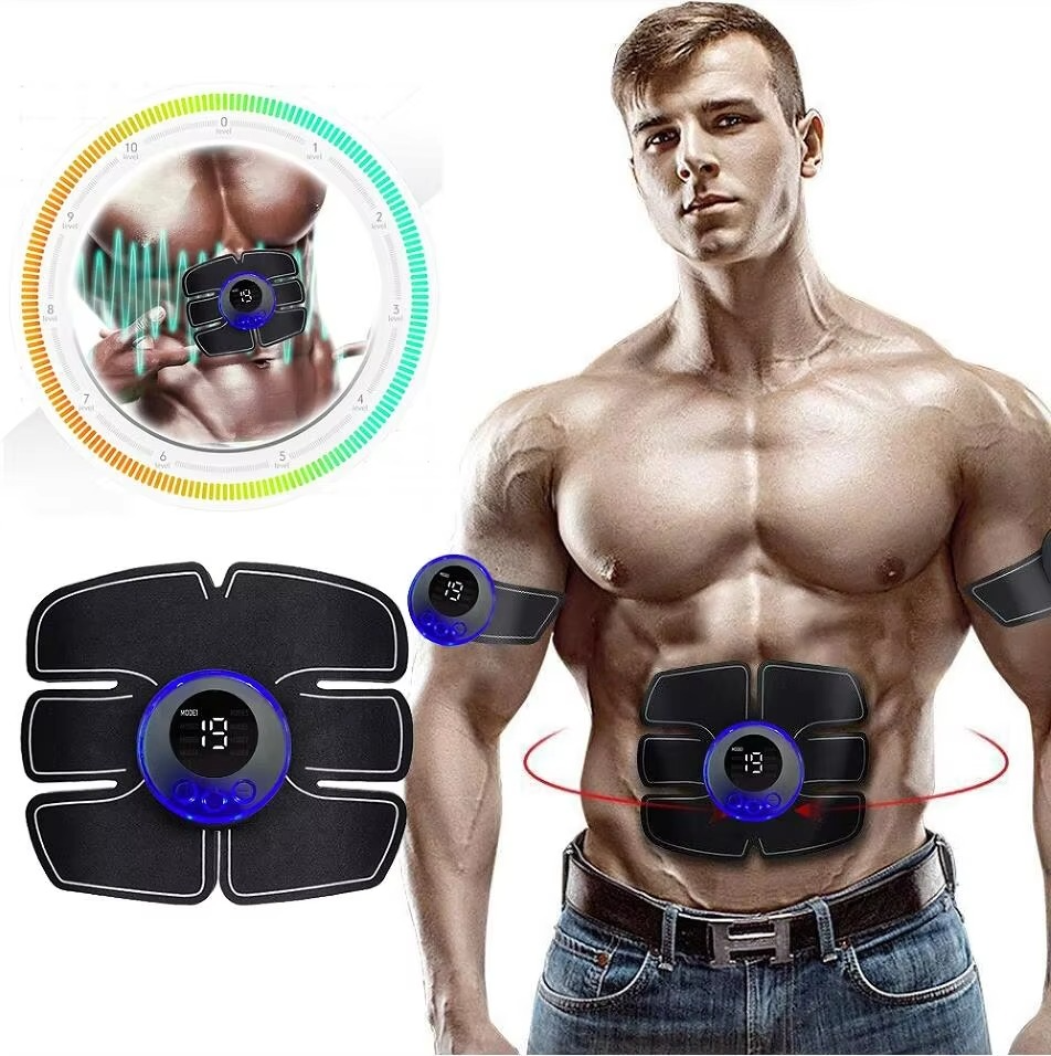 EMS Muscle Stimulator with Adjustable Intensity and Reusable Adhesive Patches