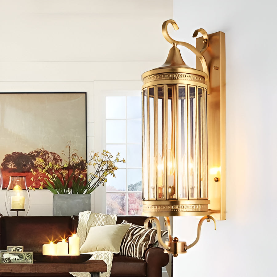 Elegant European Copper Outdoor Wall Sconce with IP65 Waterproof Rating in Two Sizes