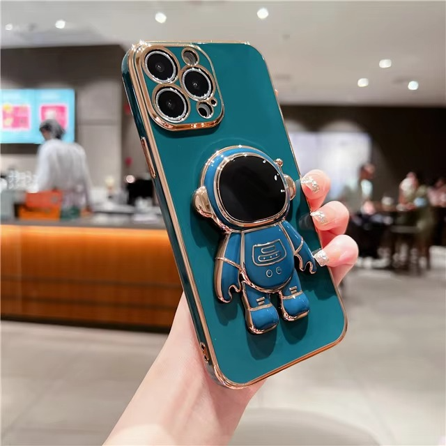 Phone Case with Foldable Astronaut Kickstand and Adjustable Viewing Angles