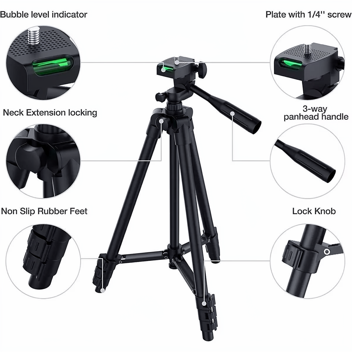 Lightweight Tripod Stand with Wireless Remote for Smartphones and DSLR Cameras