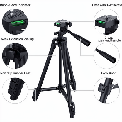 Lightweight Tripod Stand with Wireless Remote for Smartphones and DSLR Cameras