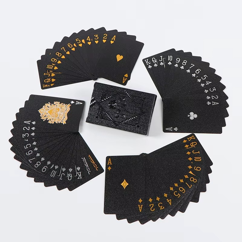 Waterproof Plastic Playing Cards with Gold Print for Travel and Game Use