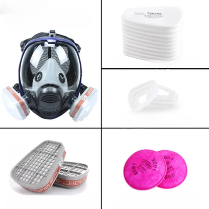 Full Face Respirator Mask with Polycarbonate Visor and Replaceable Filter Cartridges