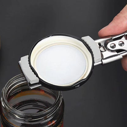 Adjustable Jar Opener with Sliding Gear Mechanism and Rubber Padding, Stainless Steel