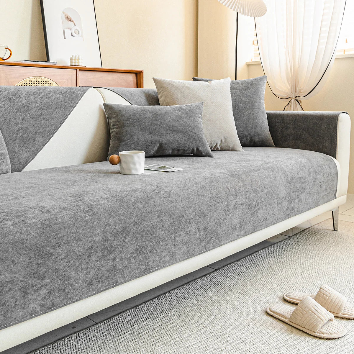 Scratch Resistant Sofa Cover with Recyclable Fabric and Machine Washable Design
