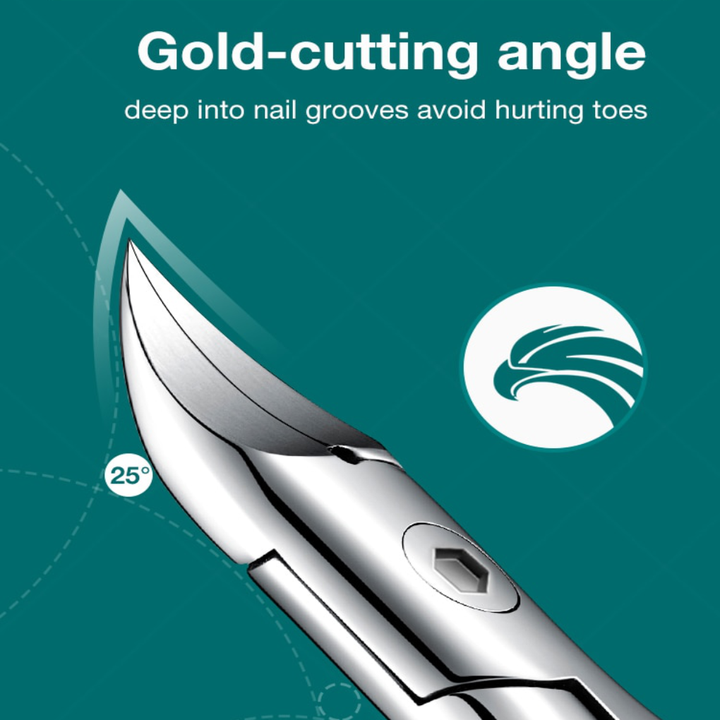Stainless Steel Toenail Clipper with Curved Blade and Wide Jaw for Thick Nails