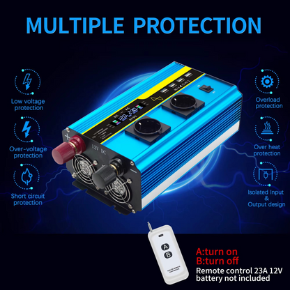 4000W Pure Sine Wave Power Inverter for Cars RVs and Solar Systems with 12V and 24V Options