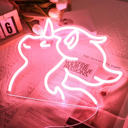 LED Neon Unicorn Sign with Adjustable Dimmer and Wall Mount