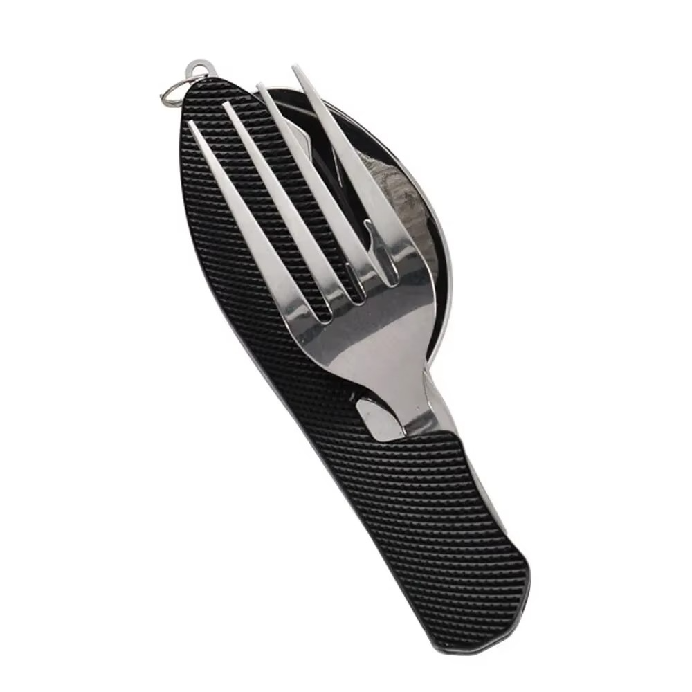Foldable Camping Utensil Set with Stainless Steel Knife Fork Spoon Case
