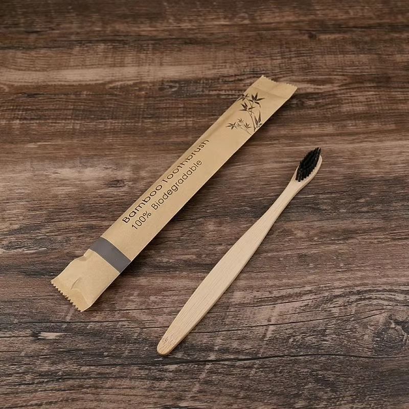 Bamboo Handle Toothbrush Set of 10 with Soft Bristles and Individual Packaging