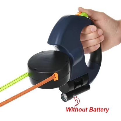 Dual Retractable Dog Leash with Flashlight and Waste Bag Dispenser for 50lb Dogs