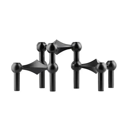Modern Molecular Metal Candle Holder, Nordic Inspired Silver Centerpiece for Elegant Home Décor