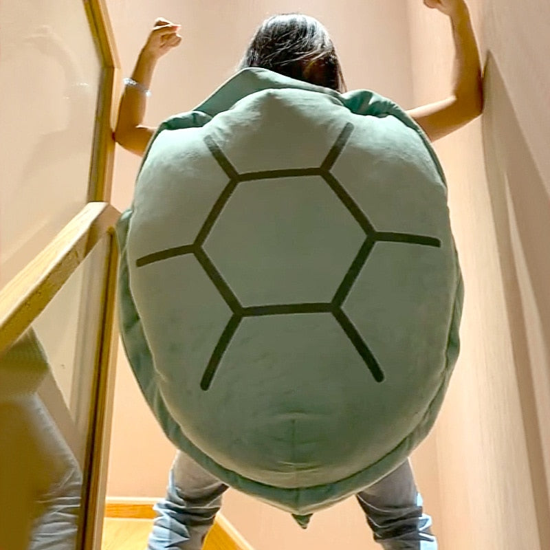 Turtle Shell Plush Pillow with Curved Support and Cotton Cover