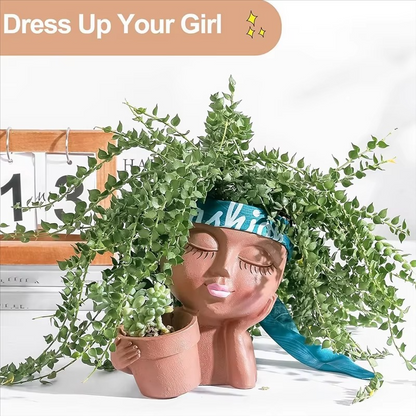 Dual Face Sculptural Planter with Drainage System and Indoor-Outdoor Versatility