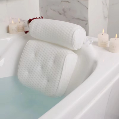 Bath Pillow with Suction Cup Attachment and Air Mesh Fabric for Tub Support